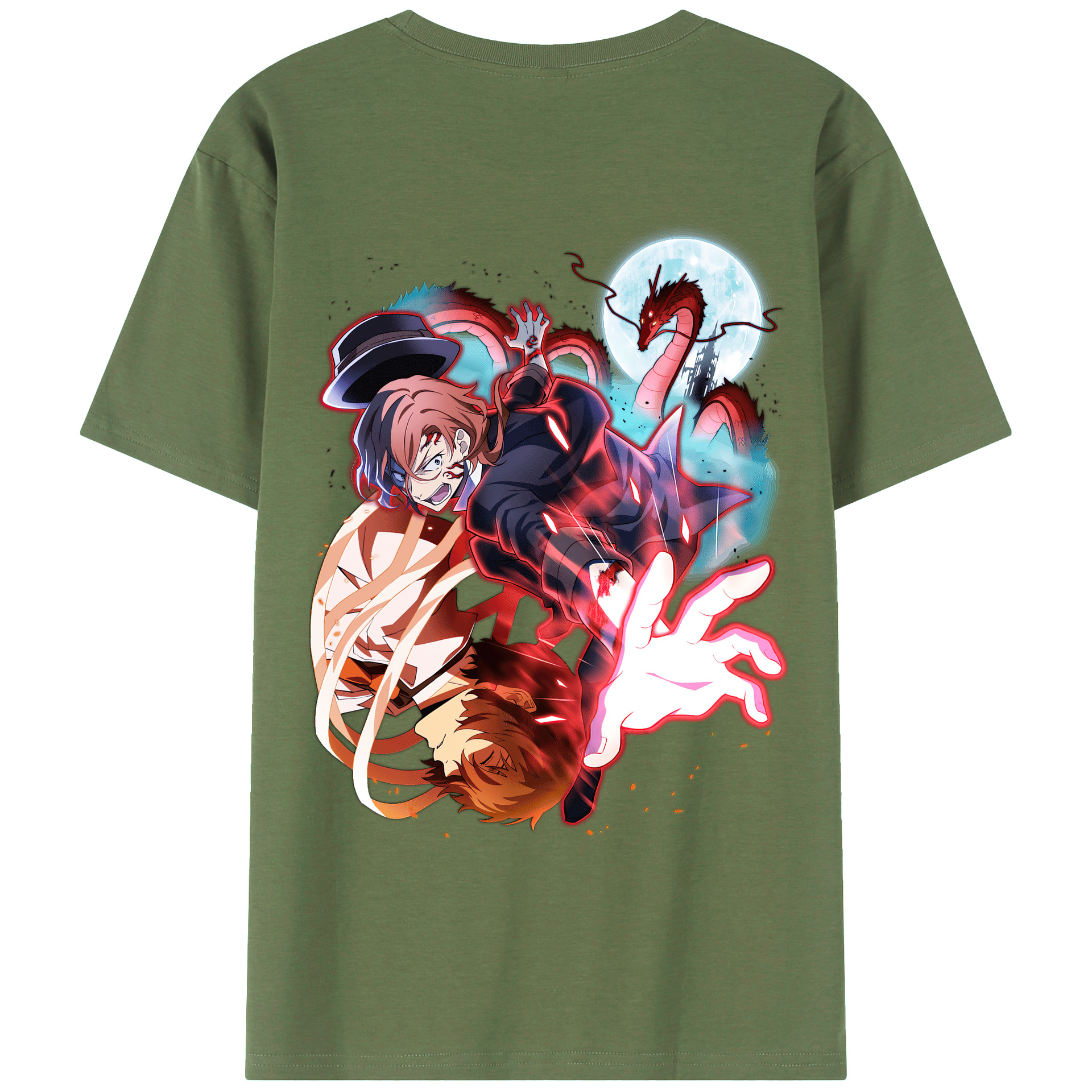 （画像用） 文豪ストレイドッグス Bungo Stray Dogs 綿100％ メンズ半袖Tシャツ（バックプリント） 通気性